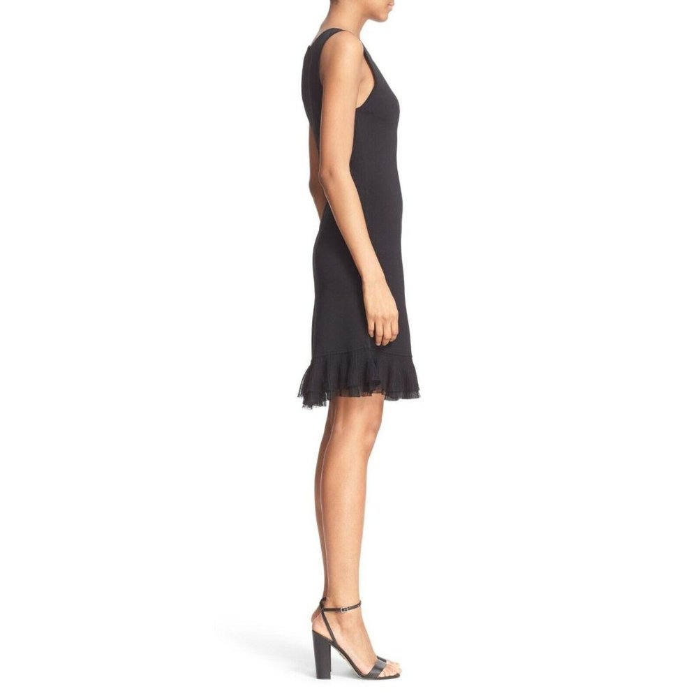 Theory Dress Torylevina Black Sleeveless Ruffle Hem Knit - Picture 3 of 13